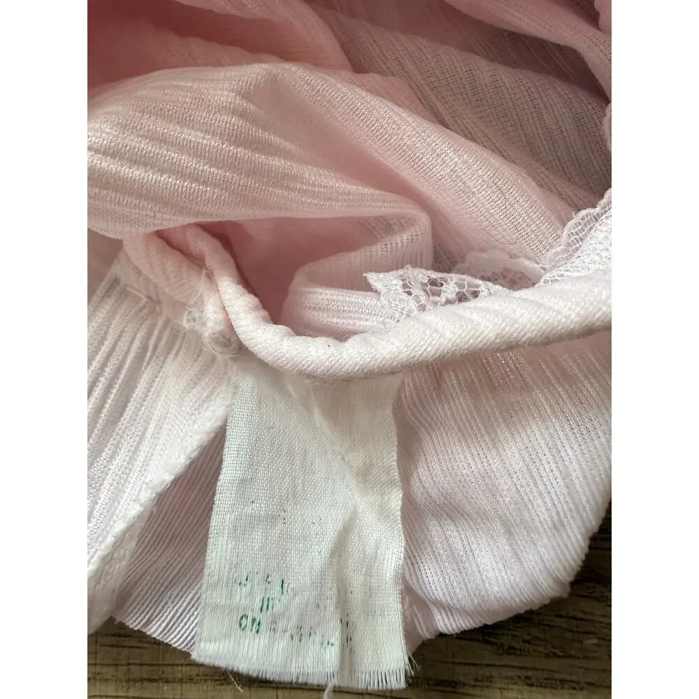 Vintage Baby Pink Lace Yoke Nightgown Long Sleeve Ruffle Hem Infant Gown 18mo?